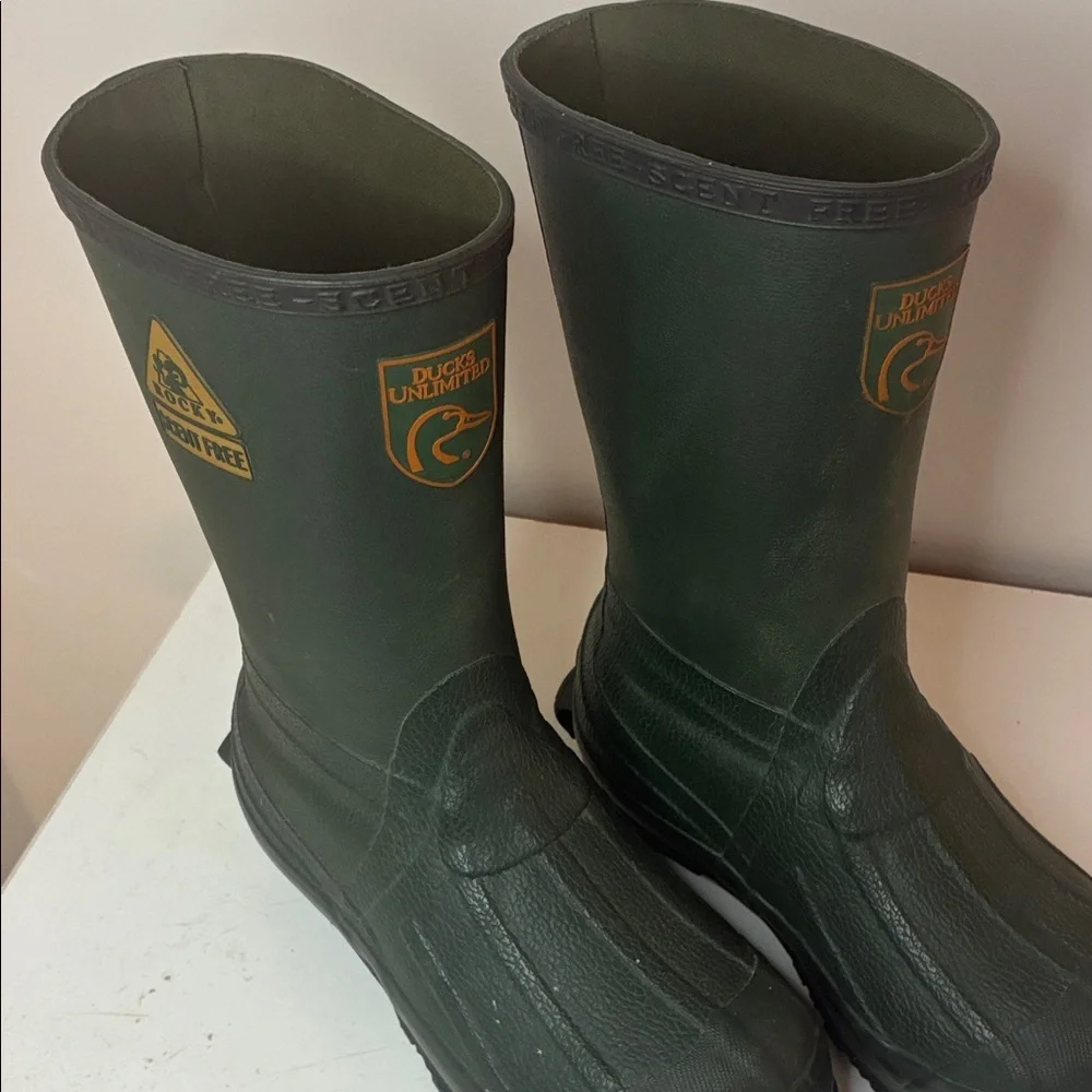 Rocky Scent Free Ducks Unlimited Forest Green Outdoor Boots Junior Size 2